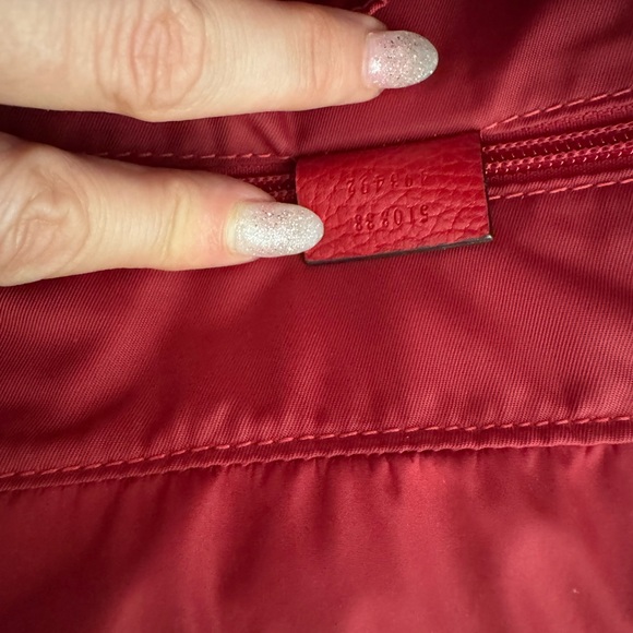 Gucci Red GG Nylon Tote Bag with Leather Trim - Picture 14 of 16